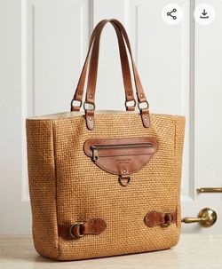 Large Tote. natural with Leather trim