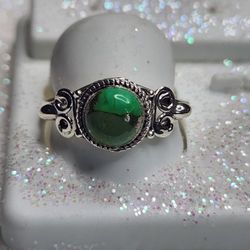 Natural Malachite Ring Green Gemstone Size 8