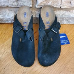 Birkenstock Boston Clog Soft Footbed Black Sandals 41 Size Women 10 Men 8 