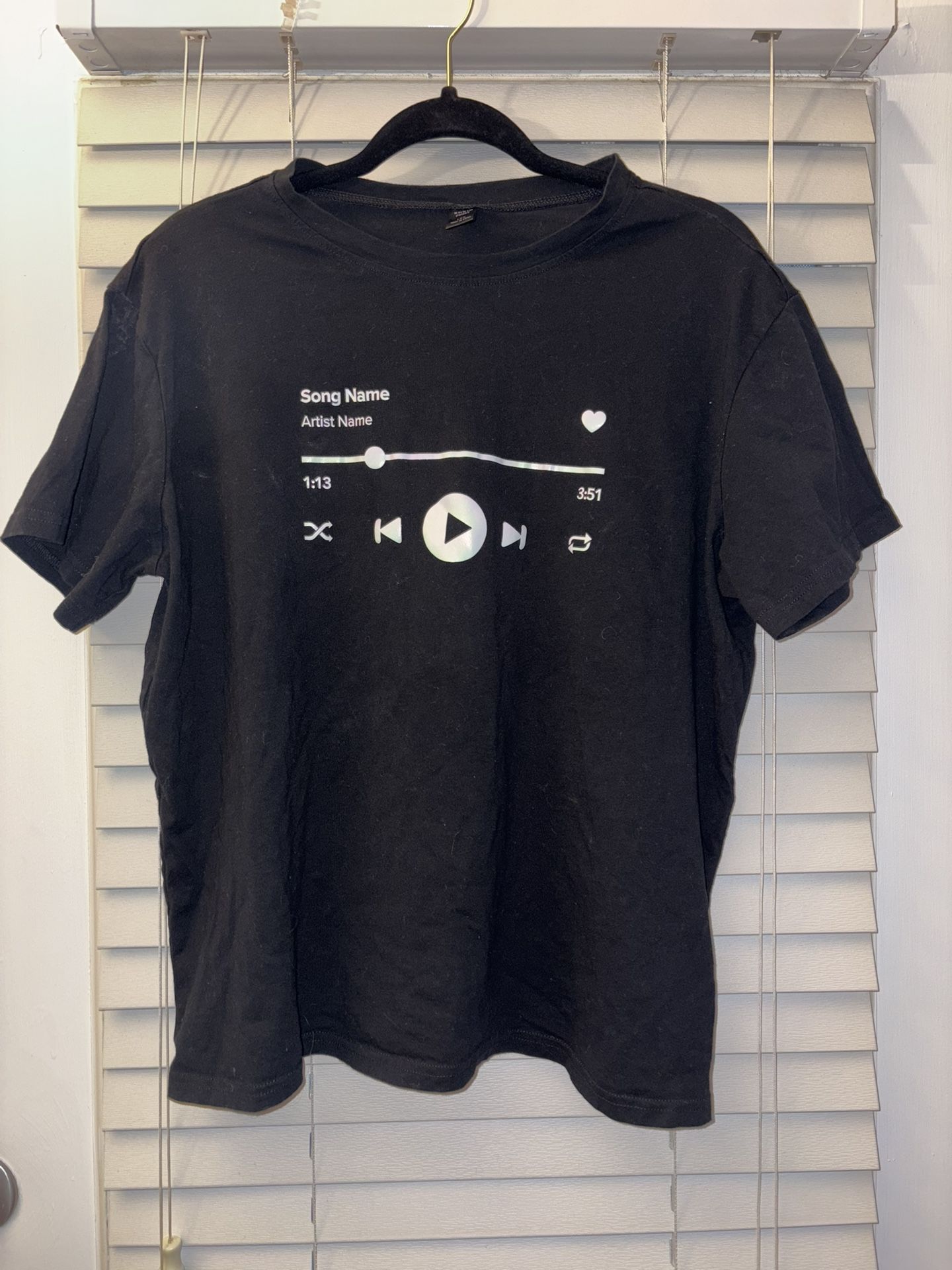SHEIN Music Graphic Black Tee Size 1XL
