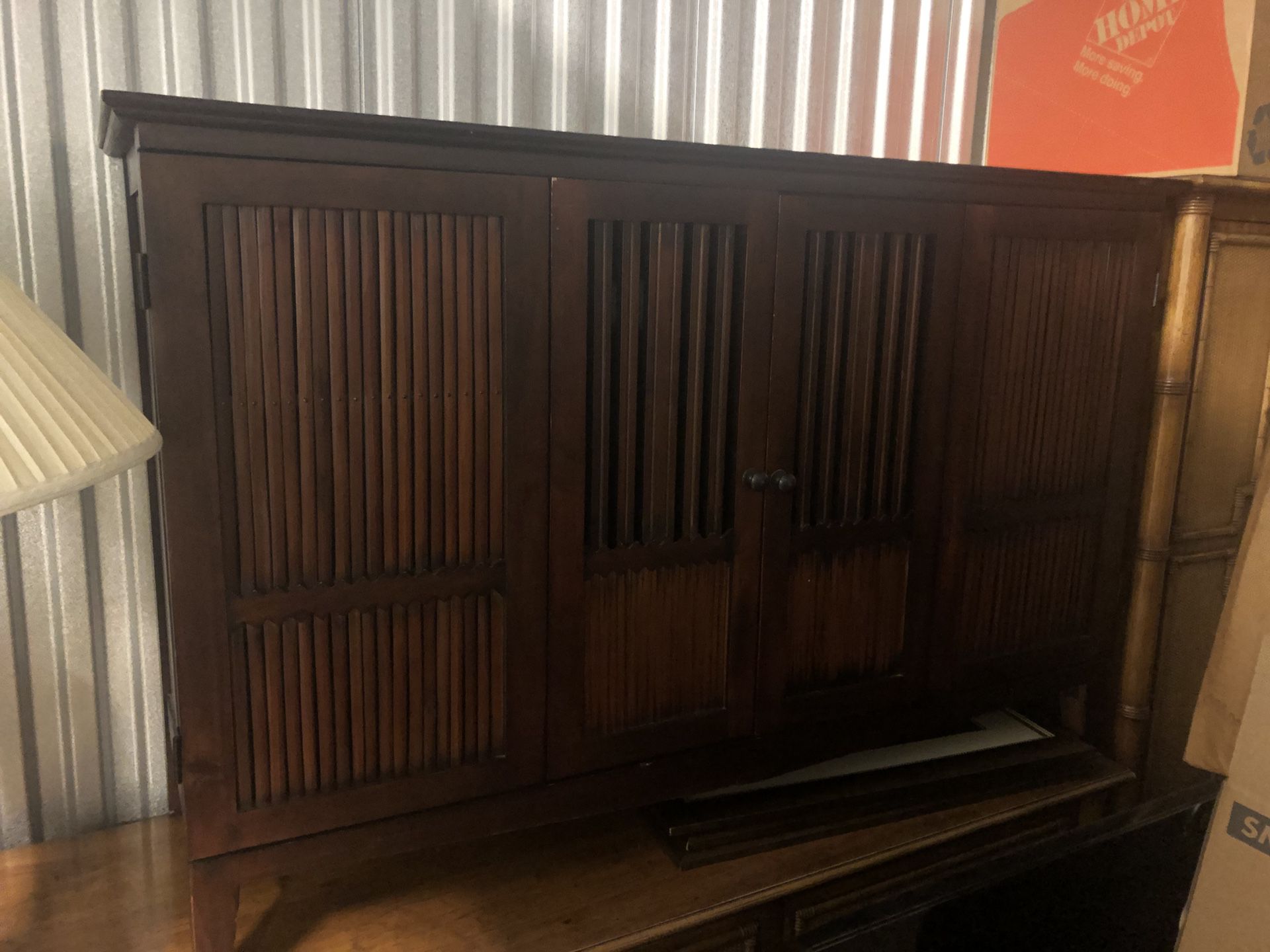 Hardwood TV stand with storage