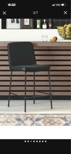 Counter Stool Black Faux Leath