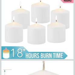 Stonebriar Unscented White Tall Pillar Candles, 18 Hour Burning Candle Pillars, Perfect for Decor, Weddings, Emergencies 3" X 3", 6 count