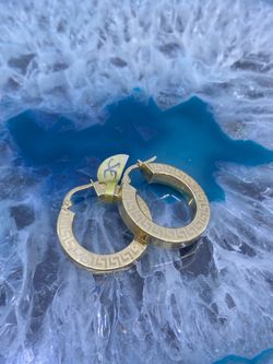 $525 Yellow Gold Versace Hoop Earrings