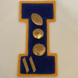 Vintage Varsity Letterman “I” Patch Sports Pins Football Baseball Basketball Bars 5pc