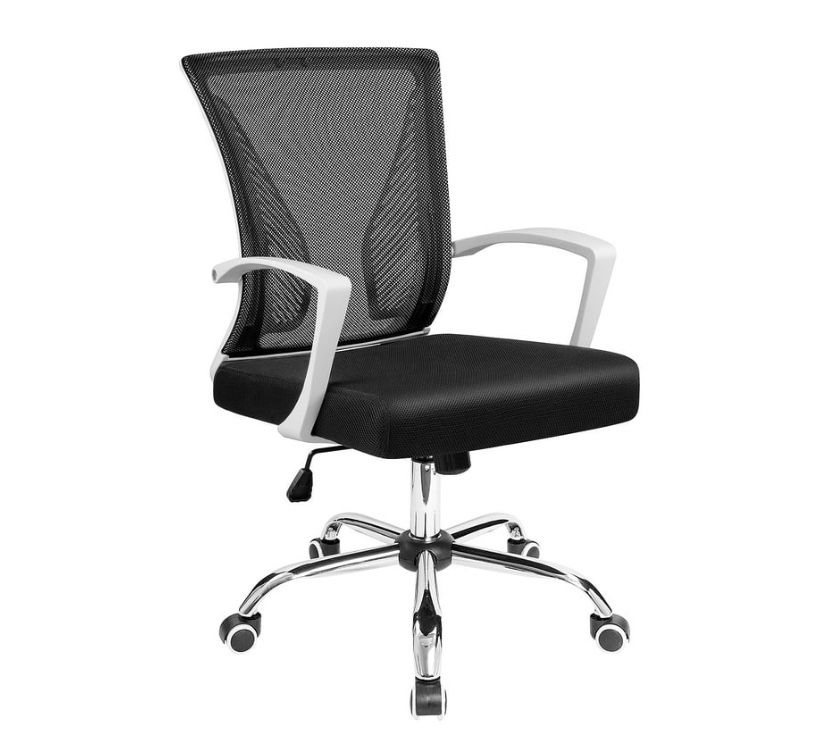 Furmax Office Mid Back Swivel Lumbar Support Desk, Computer Ergonomic Mesh Chair with Armrest
