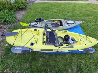 Hobie Mirage Passport 10.5 Pedal Fishing Kayak and Future Beach Trophy 126 Fishing Kayak