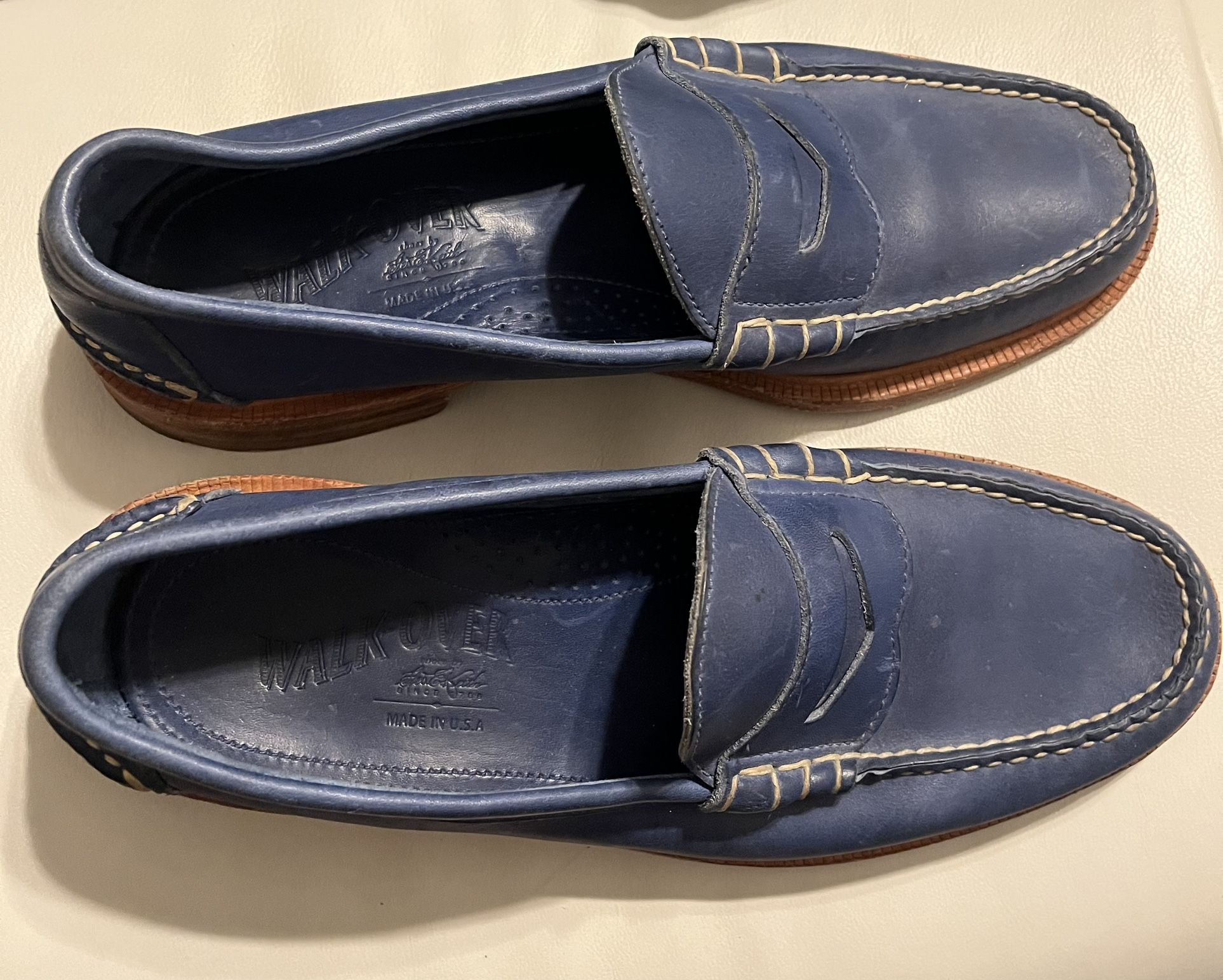 Walk Over Martin blue leather loafers, Size 9 1/2