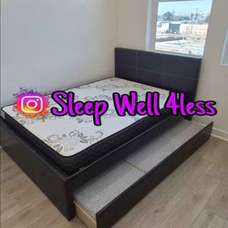 NEW  FULL OVER TWIN BED FRAME AND MATTRESSES