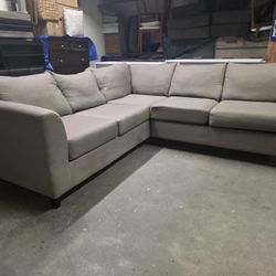 Modern Gray Fabric L Shaped Sectional Couch