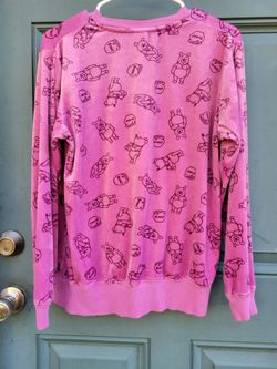 Disney Winnie The Pooh Hunny Pot Pink Plush Velour Sweatshirt Women's Medium