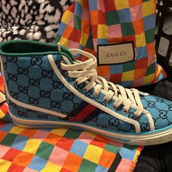 Teal Gucci Tennis Shoes