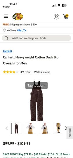 Carhartt Heavyweight Cotton Duck Bib Overalls for Men