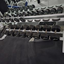 Iron Grip Dumbbells 5lbs - 100lbs With two Icarian commercial grade gym storage rack Workout fitness