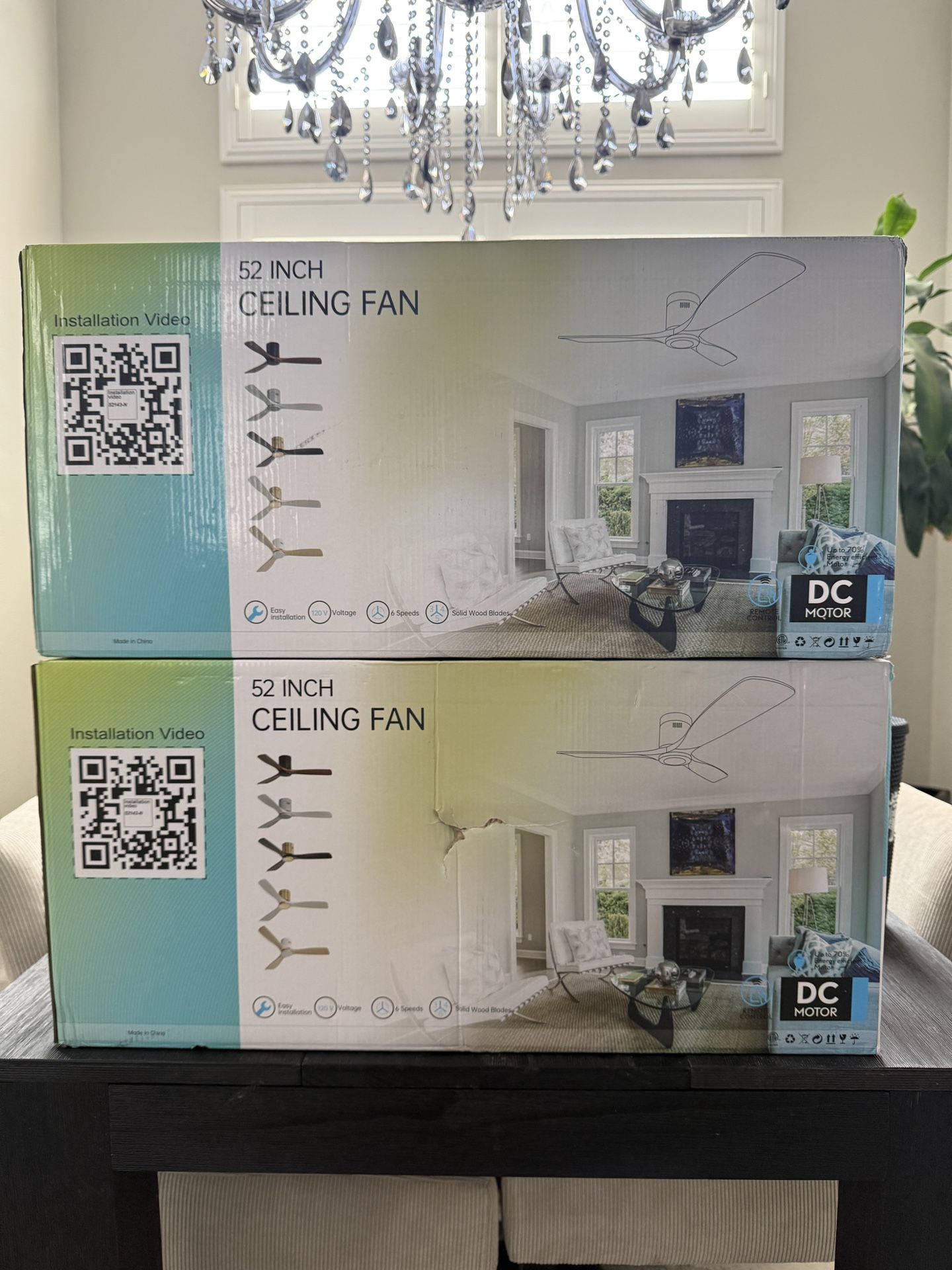 52” Stainless steel/wood indoor/outdoor Fan