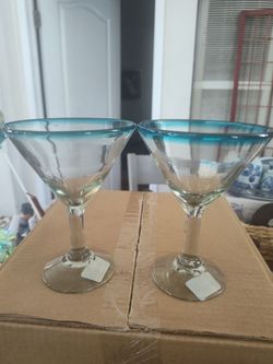 Mexican Martini Vintage Hand blown  Glasses