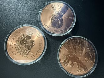 Beautiful, Unique, Walking Liberty, buffalo, and Abe Lincoln 5 Ounce Copper Rounds 