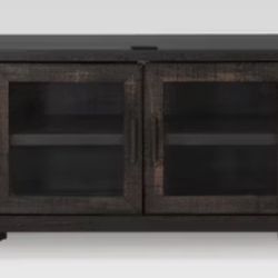 Storage TV Stand for TVs up to 75" Weathered Pine - Threshold™: Farmhouse Style Media Console with Adjustable Shelves