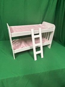 New, firm, Badger Basket Canopy Doll Bed with Bedding – White and Pink Gingham