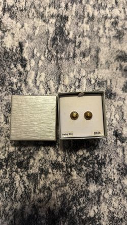 Sterling Silver Yellow Half Sphere Ball Ear