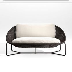 Exclusive Morocco 62" Graphite Oval Outdoor Loveseat with White Cushion