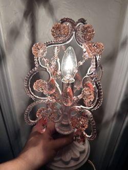 Vintage Tadpoles Chandelier Mini Crystal Table Lamp 12in Tall for