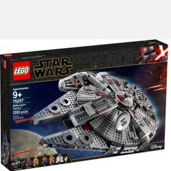 RETIRED LEGO Star Wars Millennium Falcon Building Set, Starship Model 75257, with Finn, Chewbacca, Lando Calrissian, Boolio, C-3PO, R2-D2, D-O Minifig