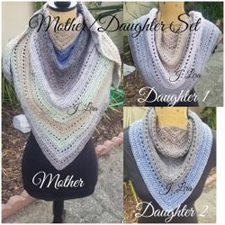 Triangle Scarf/Shawl Sets - Mother & 2 Daughter Sets