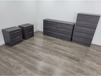 DRESSER, CHEST AND TWO NIGHTSTANDS