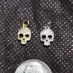 New! Skull Charms W/ Cz Diamonds 