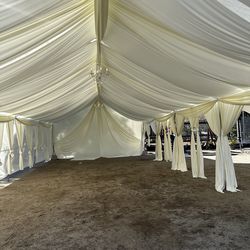 Draped tent, canopy tent