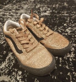 Vans Old Skool Black And Gold Glitter.  Youth