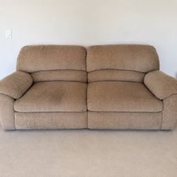 Tan Fabric Reclining Sofa