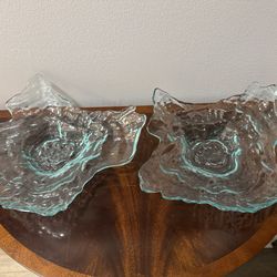 Pair of Aqua Glass serving or Decor Dishes $150/Pair
