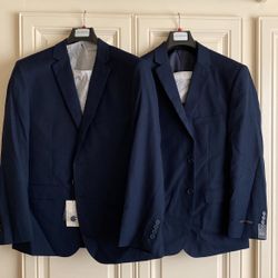 Navy Blue Suits , Rayon - 1 Two Piece - 1 Three Piece “Vest”  Both 42 Small