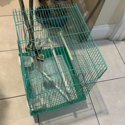 Preowned small green bird cage house