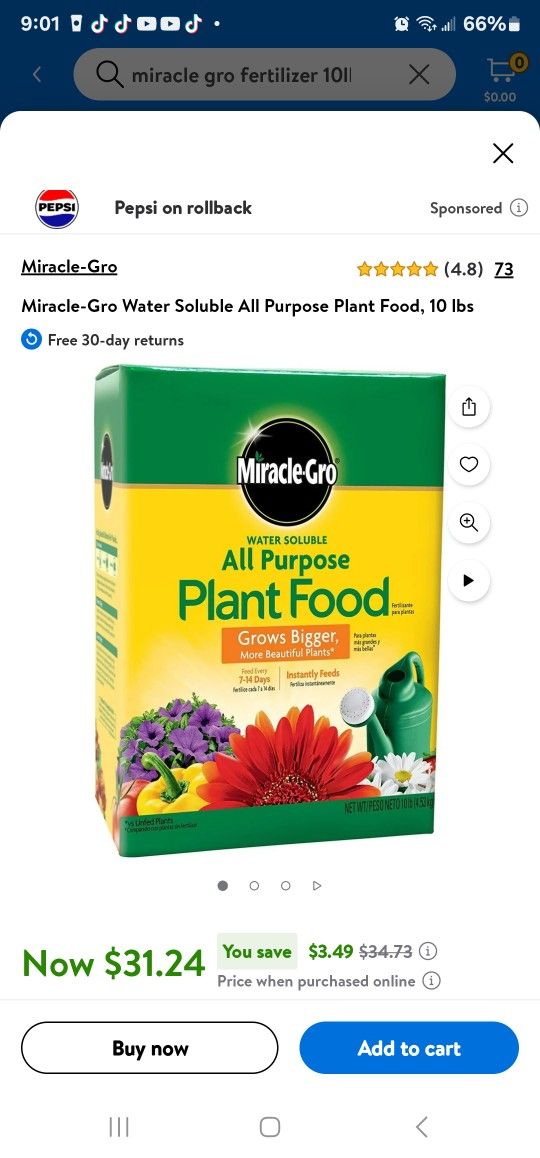Miracle Grow Fertilizer 10 Lb Pack 