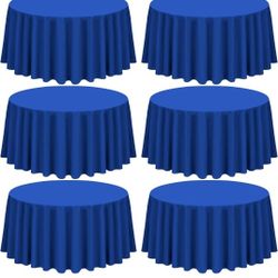 6pack Round Royal Blue Polyster Tablecloth 90 Inches