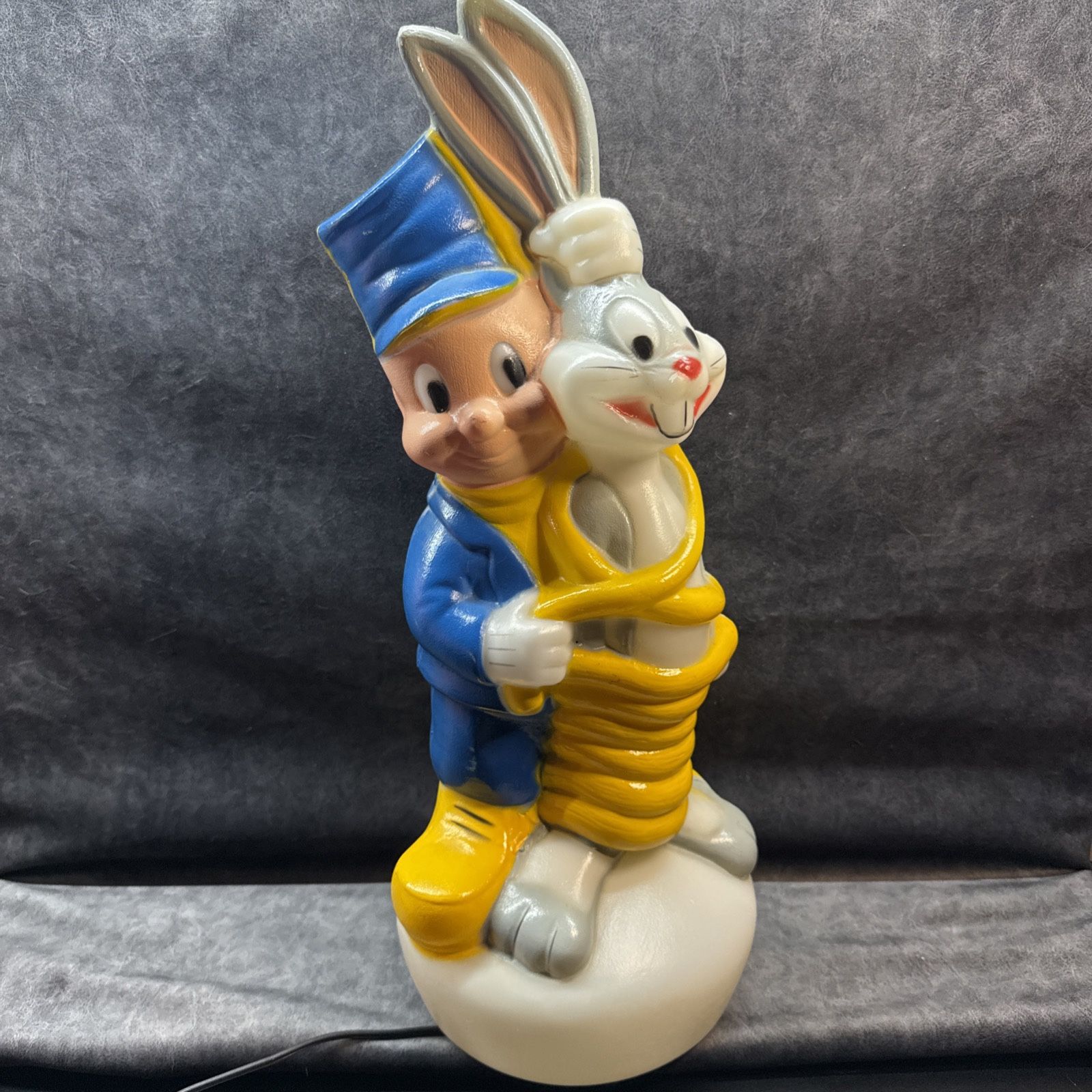 RARE Vintage Original Looney Tunes 70’s Bugs Bunny & Elmer Fudd Blow Mold Light