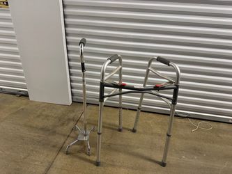 Folding Walker and Quad Cane Set