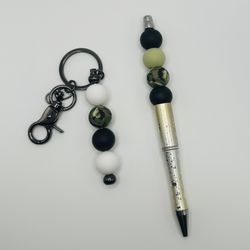 Beaded pen and keychain SET
