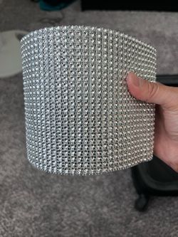 Faux Diamond Rhinestone Mesh Wrap for Wedding, Party and Events Decoration (Silver)