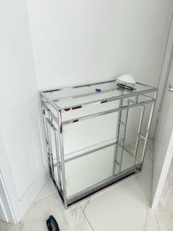 Chrome and Glass 3-Tier Shelving Unit