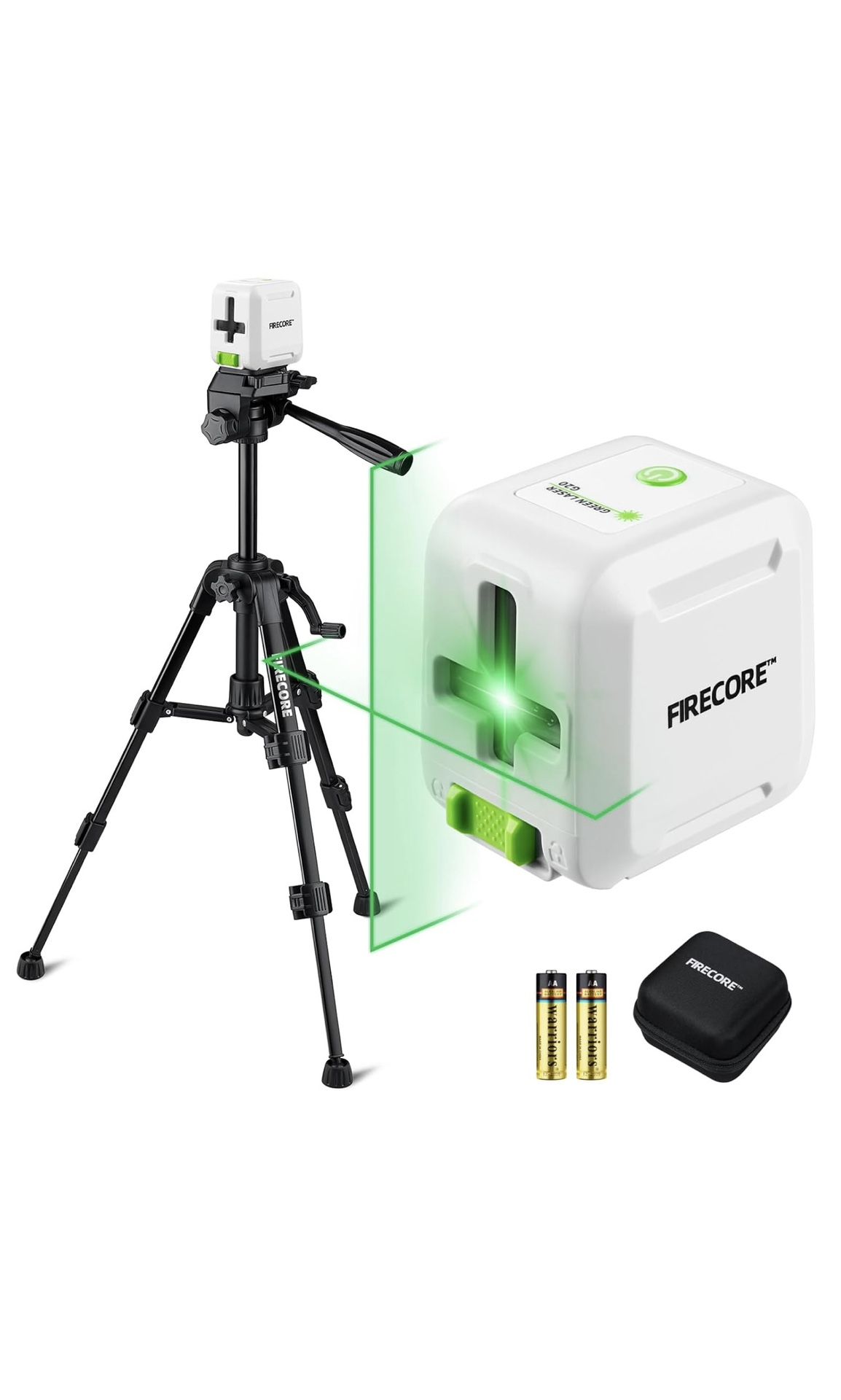 Firecore Laser Level with Tripod, Self Leveling Laser Level Green Cross Line Laser Leveler Tool for Picture Hanging Wall Tile Home Renovation Indoor P