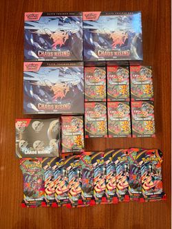 Pokemon Chaos Rising Complete Set, Booster Box, ETB’s Booster Bundles, & Booster packs.