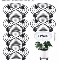 Set of 6 plant dolly with casters planter tray