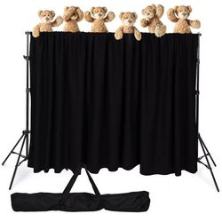 Puppet Stage, Puppet Show Theater with 2 Tripods, Cross Bar, Curtain and Carrying Bag, Portable Stage Suitable for School, Churches, and Family