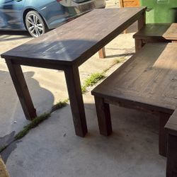 Dining Table With Benches, Matching End Tables And Coffee Table 