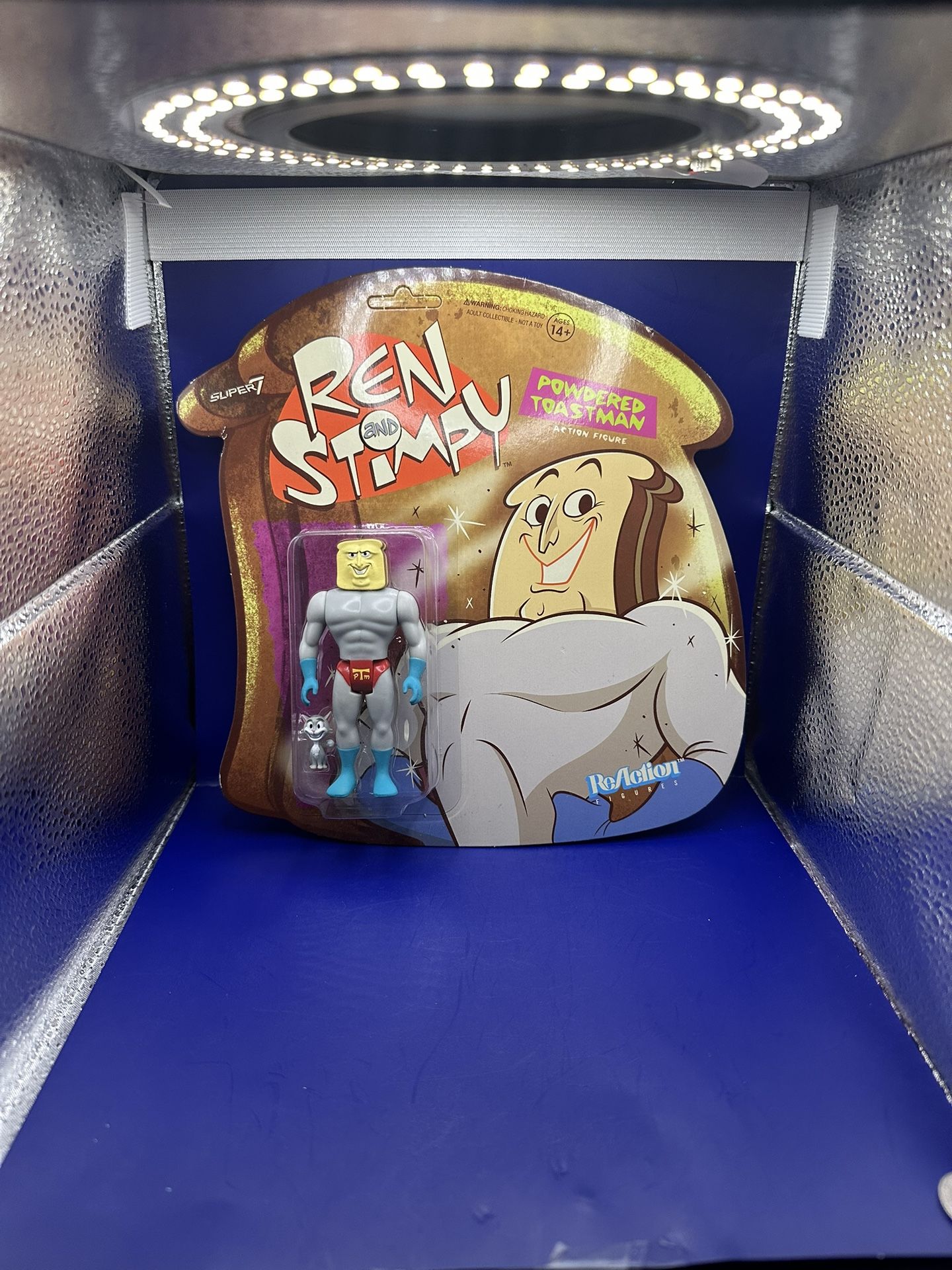 Super7 Ren & Stimpy Powdered Toastman Action Figure 2017 ReAction Unpunched Card