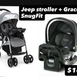 Jeep Stroller + Graco SnugFit Travel System Stroller With Carseat